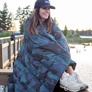 Get Out Gear Blue Camo Puffy Blanket