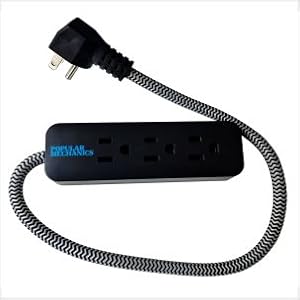 Popular Mechanics Power Strip Extension Cord 3 outlet AC Charger Travel Bag